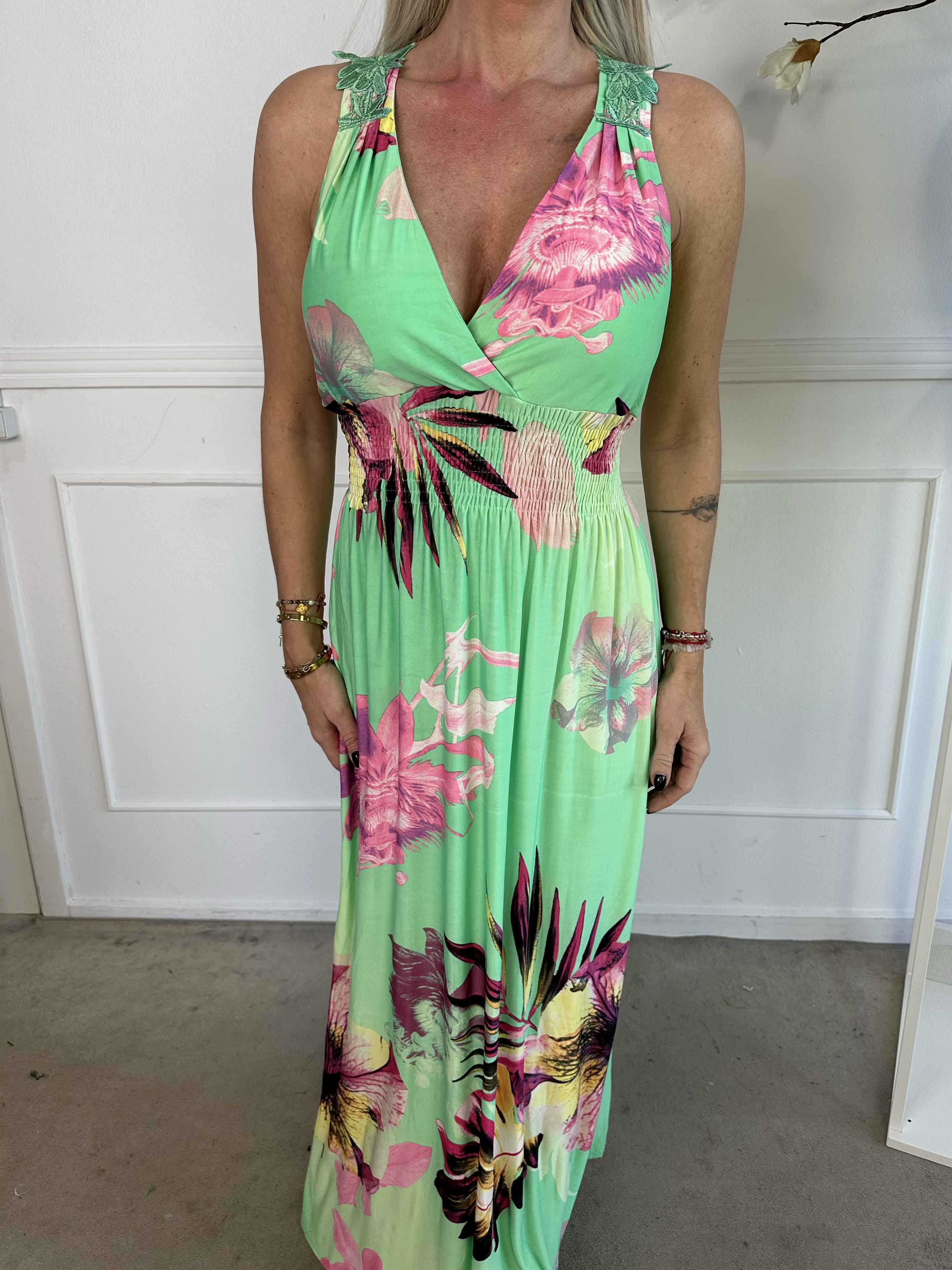 Nantes - Långklänning i stretchigt tyg med broderad rygg